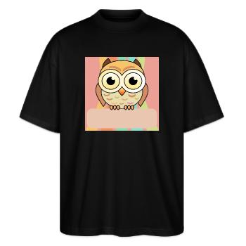 Name tag owl - Stanley/Stella Oversized Unisex Organic T-shirt Blaster 2.0 - black - Front - Alina (178cm) & Michal (187cm)