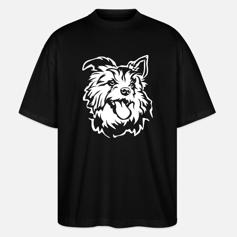 Australian Terrier Head "Black Edition" - Stanley/Stella Oversized Unisex Organic T-shirt Blaster 2.0 - black