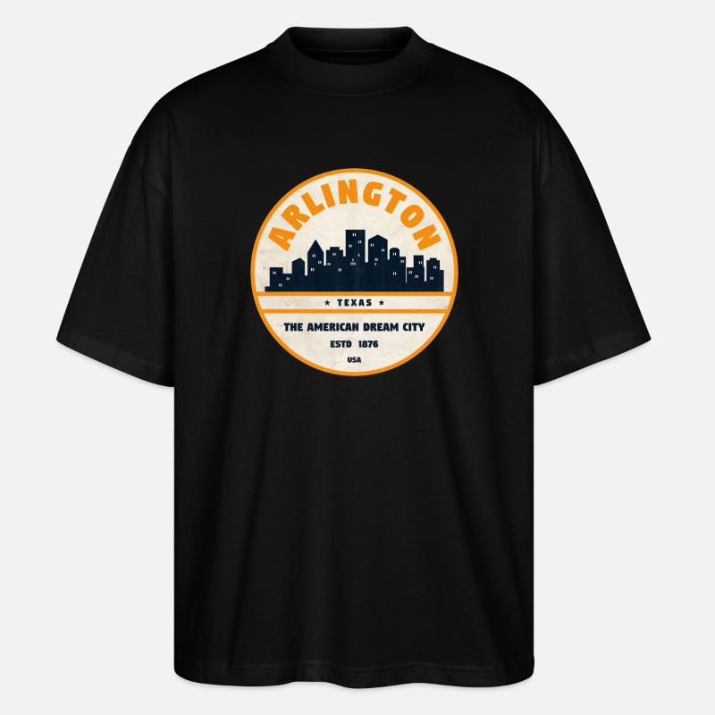 Arlington Skyline Retro Abzeichen - Stanley/Stella Oversized Unisex Bio T-Shirt Blaster 2.0 - Schwarz