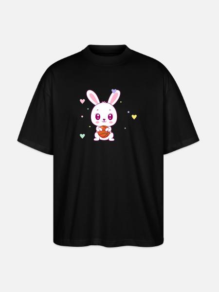 Cute Basketball Bunny - Stanley/Stella Oversized Unisex Organic T-shirt Blaster 2.0 - black