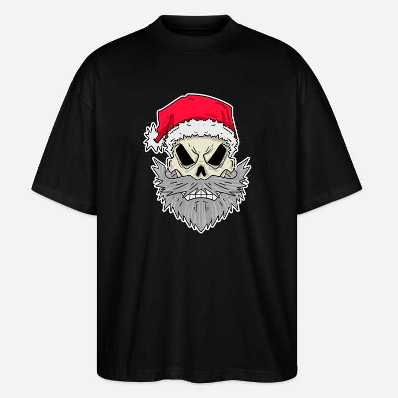 Santa Claus Skull - Stanley/Stella Oversized Unisex Organic T-shirt Blaster 2.0 - black