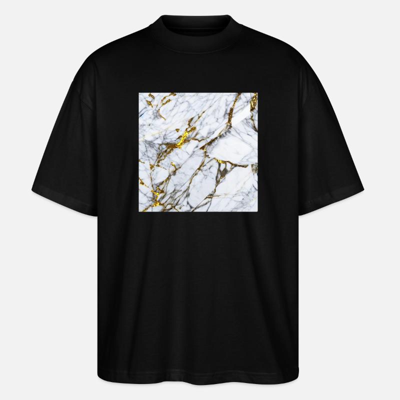 Marmor Weiß Gold Textur - Stanley/Stella Oversized Unisex Bio T-Shirt Blaster 2.0 - Schwarz