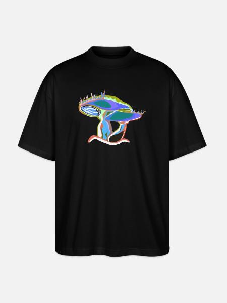 Bunter Pilztraum - Stanley/Stella Oversized Unisex Bio T-Shirt Blaster 2.0 - Schwarz