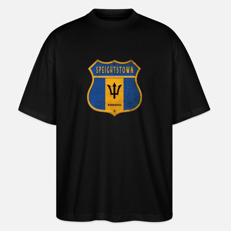 Drapeaux de Speightstown Barbade - T-shirt bio Blaster 2.0 coupe oversize Stanley/Stella Unisexe - noir