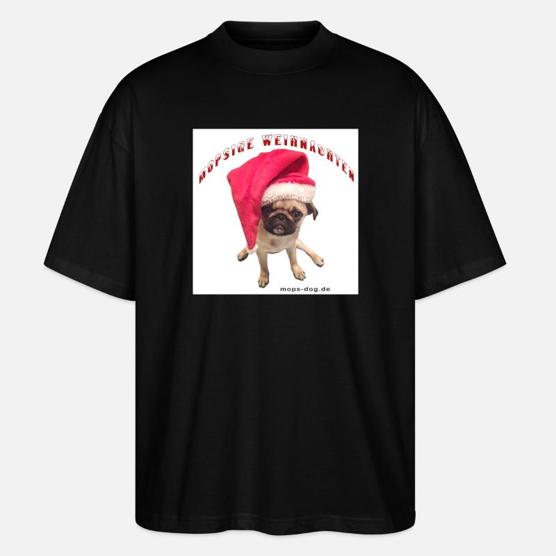 Weihnachtshund mit Hausschmuck - Stanley/Stella Oversized Unisex Bio T-Shirt Blaster 2.0 - Schwarz