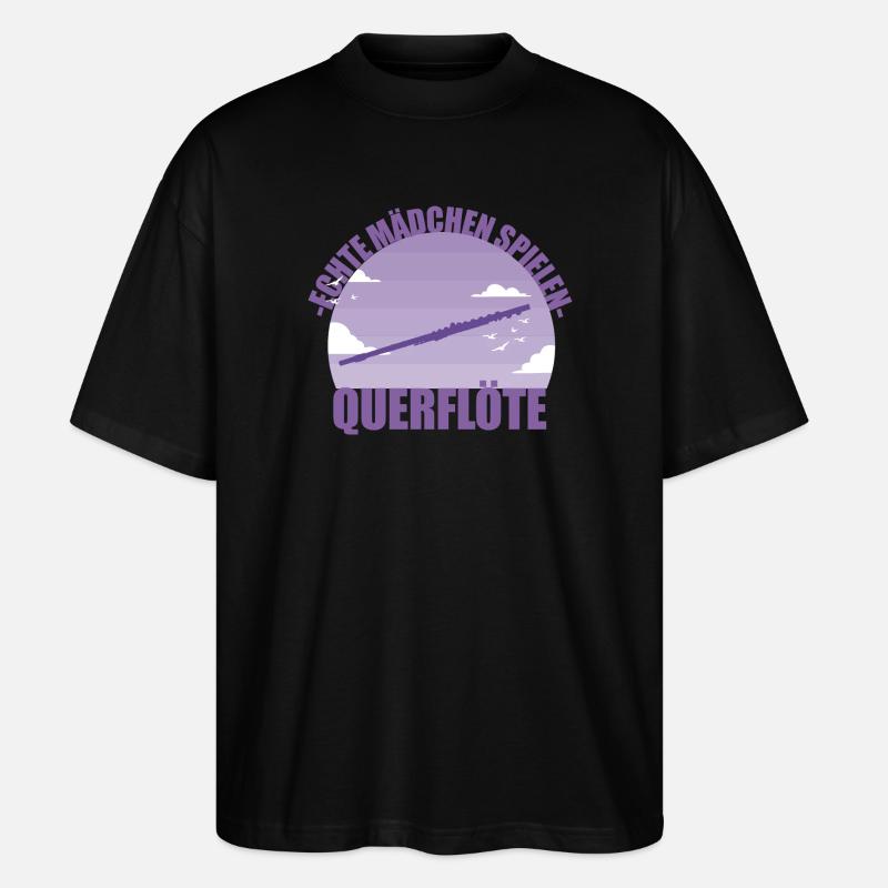 Querflöte Musikerin Instrument Mädchen Geschenk - Stanley/Stella Oversized Unisex Bio T-Shirt Blaster 2.0 - Schwarz