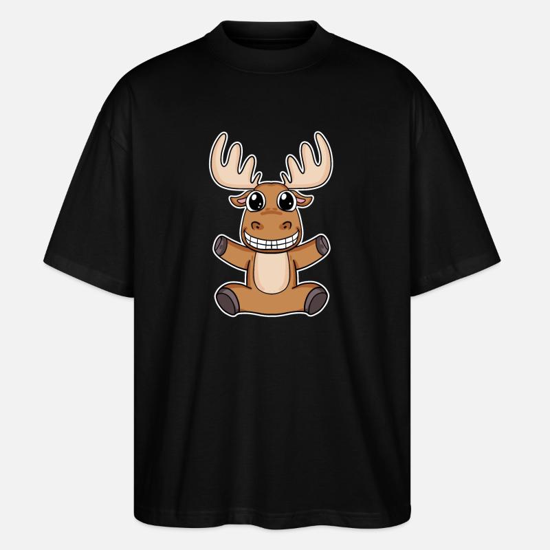 Elch Hirsch - Stanley/Stella Oversized Unisex Bio T-Shirt Blaster 2.0 - Schwarz
