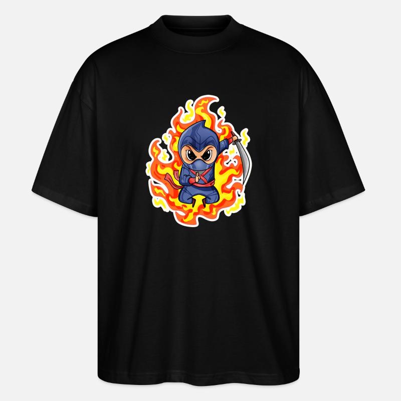Ninja Fire Red - Stanley/Stella Oversized Unisex Organic T-shirt Blaster 2.0 - black