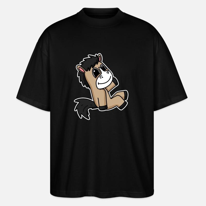 Pferd Pferde Hauspferd - Stanley/Stella Oversized Unisex Bio T-Shirt Blaster 2.0 - Schwarz