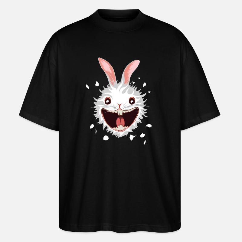 White Rabbit Head - Stanley/Stella Oversized Unisex Organic T-shirt Blaster 2.0 - black