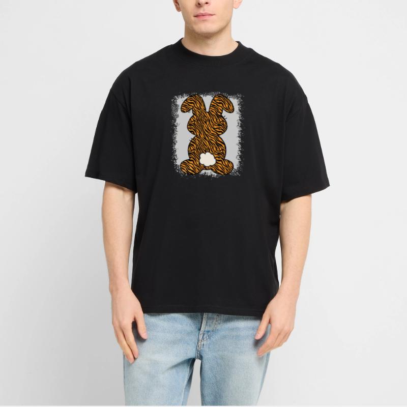 Tiger Pattern Rabbit Bleached Easter Stanley/Stella Oversized Unisex Organic T-shirt Blaster 2.0