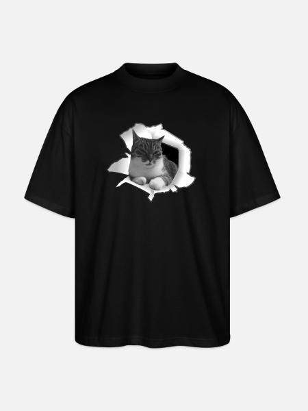 Chat mignon de Loch Cat Friend - T-shirt bio Blaster 2.0 coupe oversize Stanley/Stella Unisexe - noir
