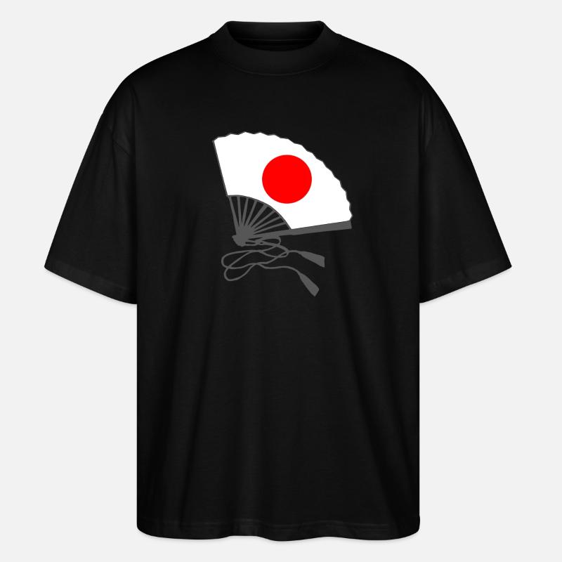 japanflaggen muster, japanischer fächer - Stanley/Stella Oversized Unisex Bio T-Shirt Blaster 2.0 - Schwarz