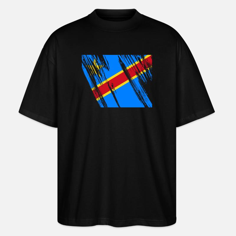 Kongo Flagge - Stanley/Stella Oversized Unisex Bio T-Shirt Blaster 2.0 - Schwarz