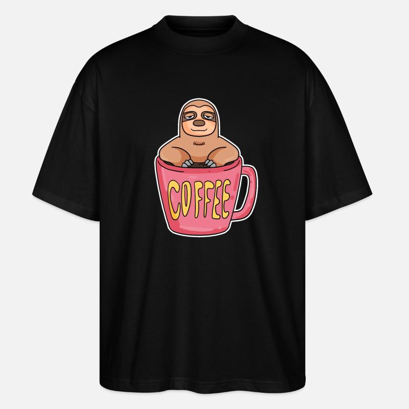 Coffee Sloth - Stanley/Stella Oversized Unisex Organic T-shirt Blaster 2.0 - black