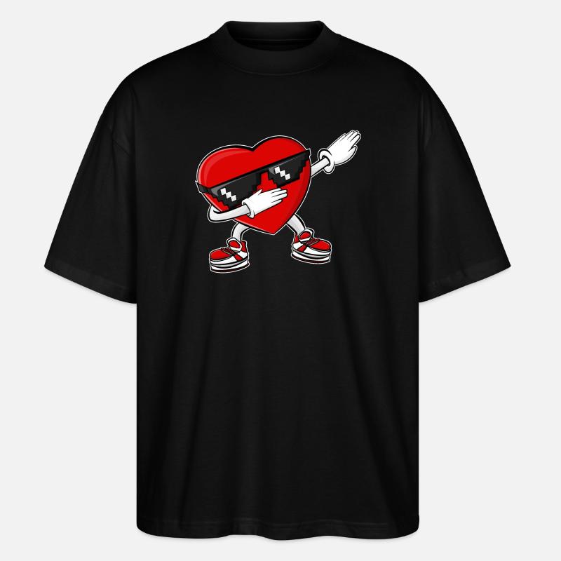 Dabbing Heart Saint-Valentin - T-shirt bio Blaster 2.0 coupe oversize Stanley/Stella Unisexe - noir