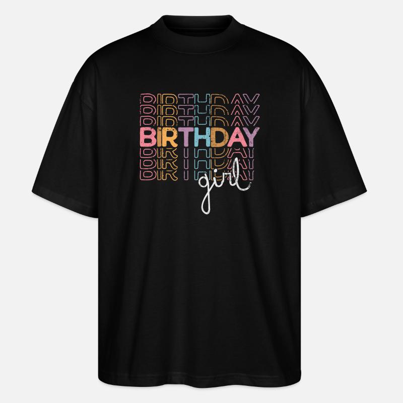 Graffiti de fille d’anniversaire néon - T-shirt bio Blaster 2.0 coupe oversize Stanley/Stella Unisexe - noir