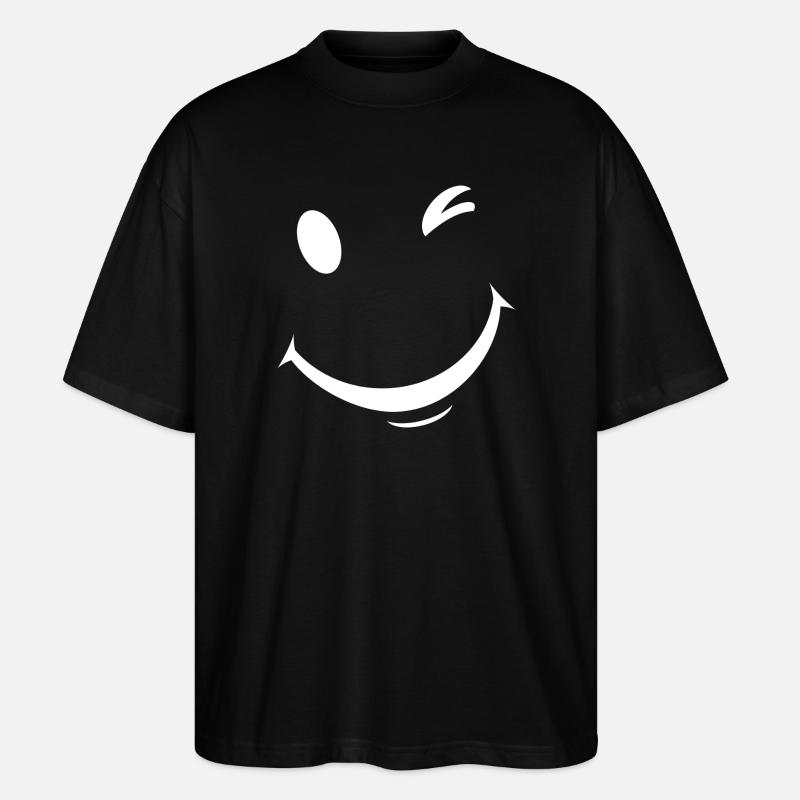 White wink expression - Stanley/Stella Oversized Unisex Organic T-shirt Blaster 2.0 - black