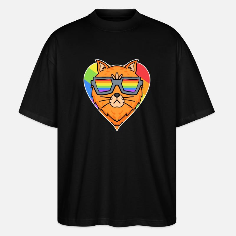 Arc-en-ciel - Chat - T-shirt bio Blaster 2.0 coupe oversize Stanley/Stella Unisexe - noir