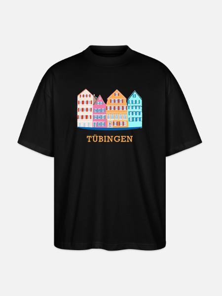 Tübingen, Neckar view, drawing, Germany - Stanley/Stella Oversized Unisex Organic T-shirt Blaster 2.0 - black