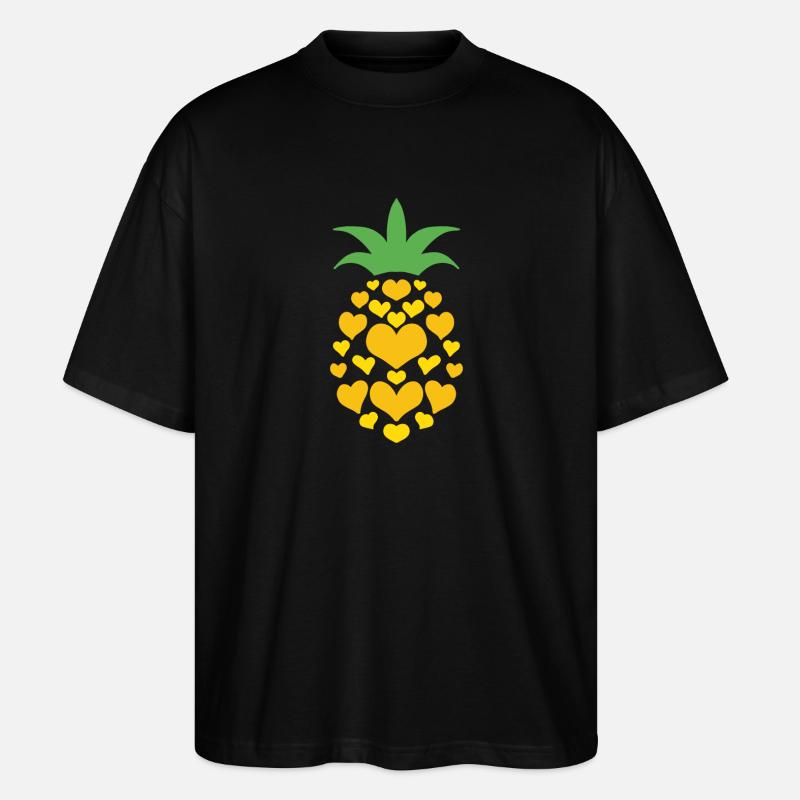 Ananas Herz - Stanley/Stella Oversized Unisex Bio T-Shirt Blaster 2.0 - Schwarz