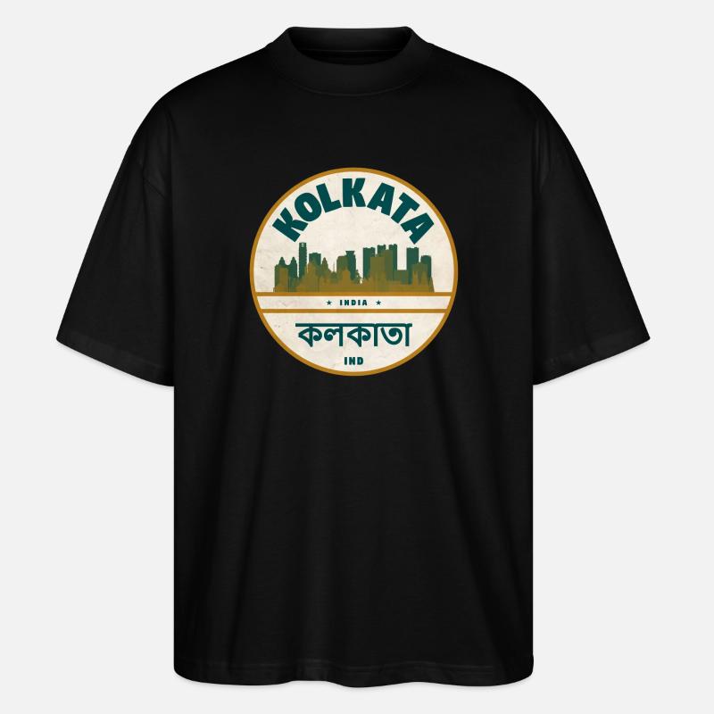 Kolkata Skyline Abzeichen - Stanley/Stella Oversized Unisex Bio T-Shirt Blaster 2.0 - Schwarz