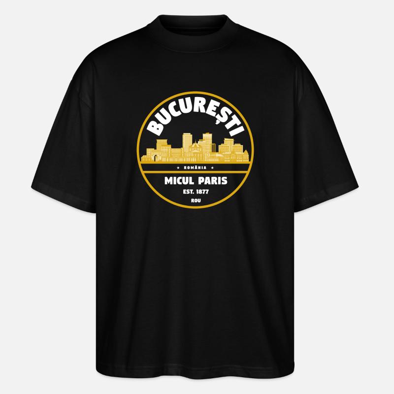 Micul Paris Bukarest Badge - Stanley/Stella Oversized Unisex Bio T-Shirt Blaster 2.0 - Schwarz