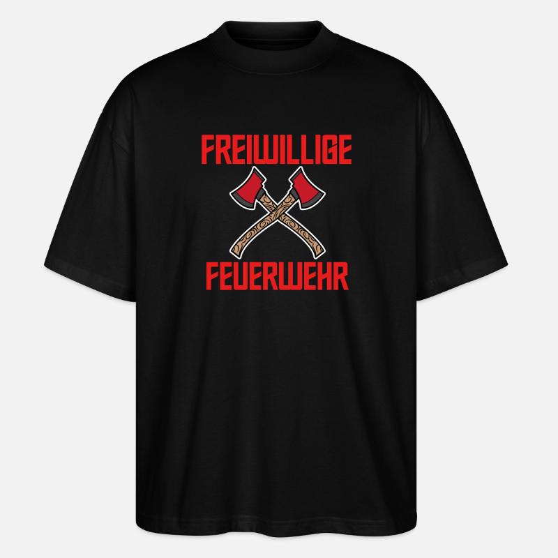 Berufsfeuerwehr Feuerwehr Statement Brandschutz - Stanley/Stella Oversized Unisex Bio T-Shirt Blaster 2.0 - Schwarz