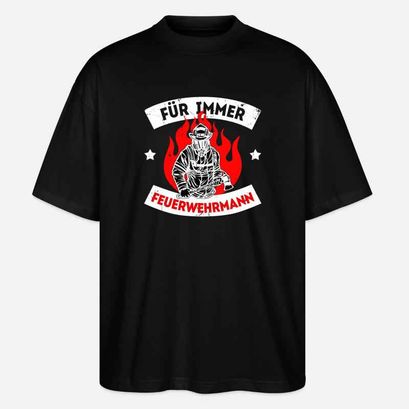 Feuerwehrmann Statement Lebensretter Feuerwehr - Stanley/Stella Oversized Unisex Bio T-Shirt Blaster 2.0 - Schwarz