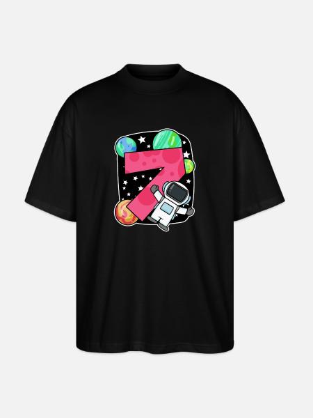 7 Years Birthday Boy Gift - Stanley/Stella Oversized Unisex Organic T-shirt Blaster 2.0 - black