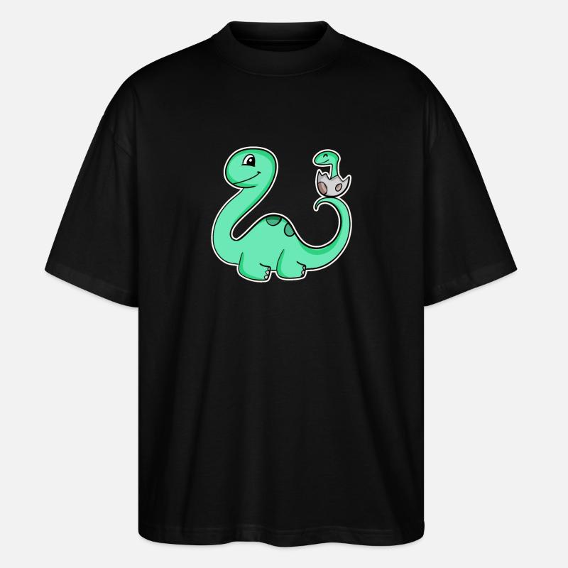 Dinosaure avec bébé dinosaure - T-shirt bio Blaster 2.0 coupe oversize Stanley/Stella Unisexe - noir
