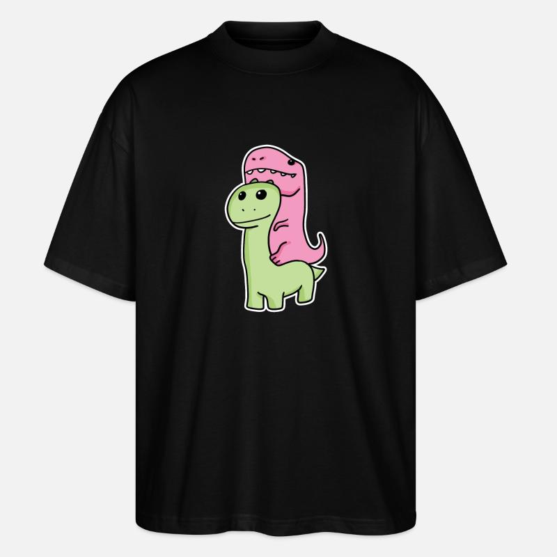 Two dinosaurs - Stanley/Stella Oversized Unisex Organic T-shirt Blaster 2.0 - black