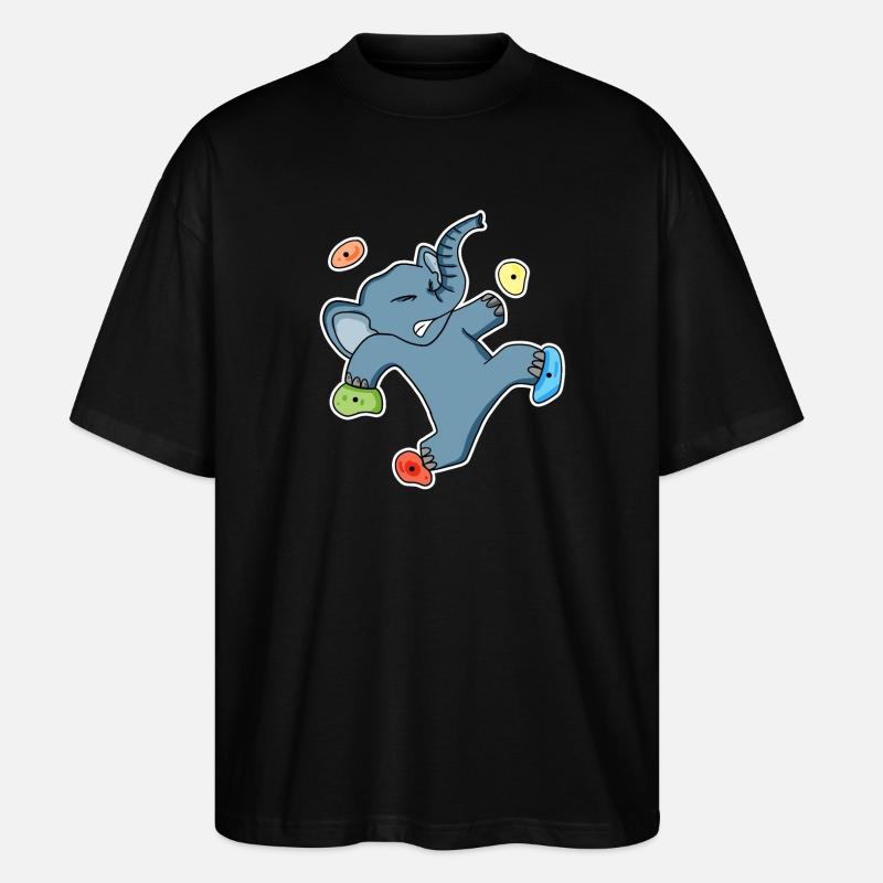 Climbing elephant motif - Stanley/Stella Oversized Unisex Organic T-shirt Blaster 2.0 - black