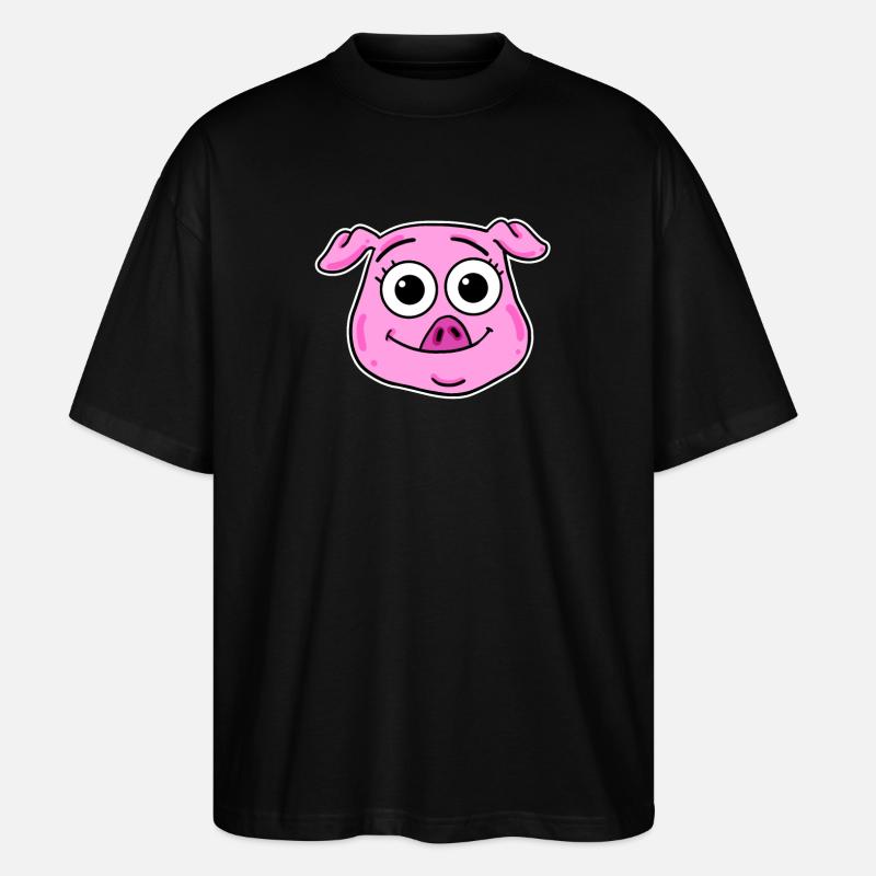 Schwein Kopf Tierkopf - Stanley/Stella Oversized Unisex Bio T-Shirt Blaster 2.0 - Schwarz