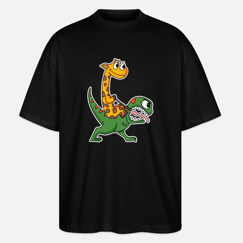 Giraffe und Dinosaurier - Stanley/Stella Oversized Unisex Bio T-Shirt Blaster 2.0 - Schwarz