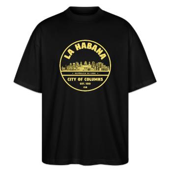 La Havane Ville des Piliers - T-shirt bio Blaster 2.0 coupe oversize Stanley/Stella Unisexe - noir - Devant - Alina (178cm) & Michal (187cm)
