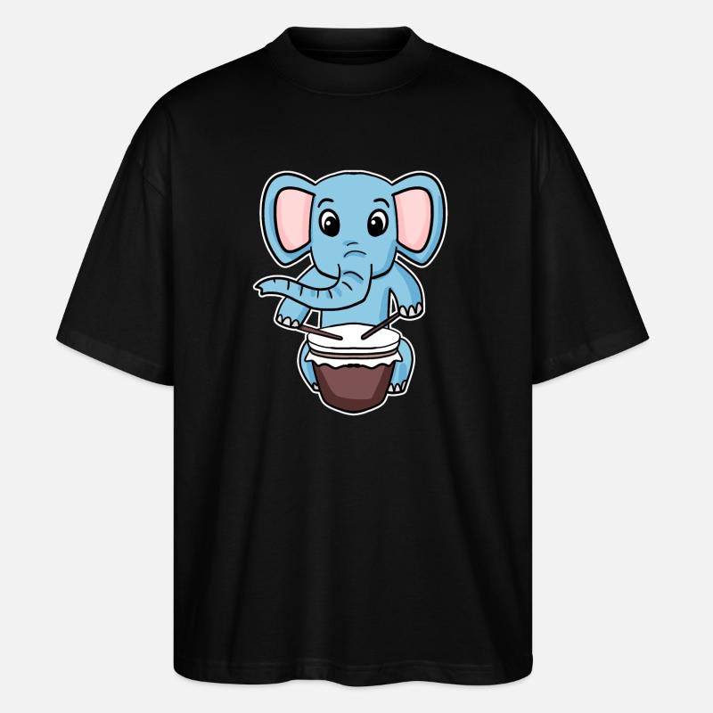 Elephant Drum Motif - Stanley/Stella Oversized Unisex Organic T-shirt Blaster 2.0 - black
