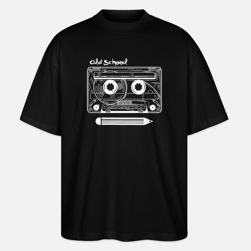 Cassette rétro et stylo - T-shirt bio Blaster 2.0 coupe oversize Stanley/Stella Unisexe - noir