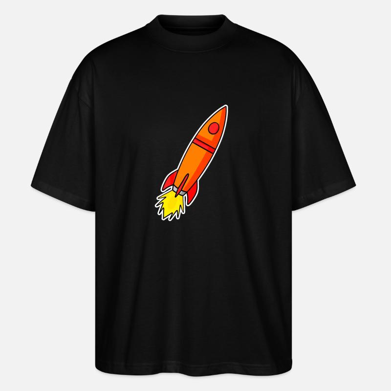 Rocket Orange - Stanley/Stella Oversized Unisex Organic T-shirt Blaster 2.0 - black
