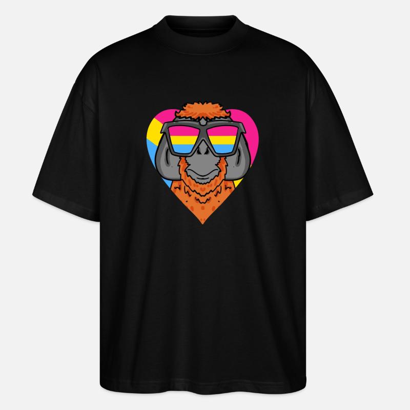 Pansexual Monkey Heart Gift - Stanley/Stella Oversized Unisex Organic T-shirt Blaster 2.0 - black