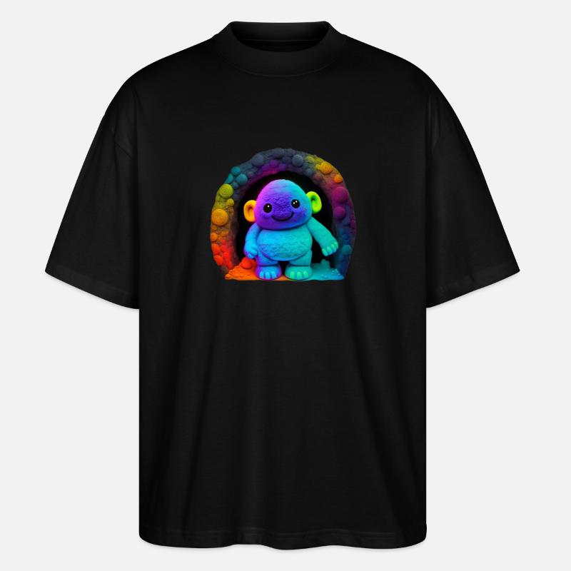 Neon Regenbogenaffe im Tunnel - Stanley/Stella Oversized Unisex Bio T-Shirt Blaster 2.0 - Schwarz