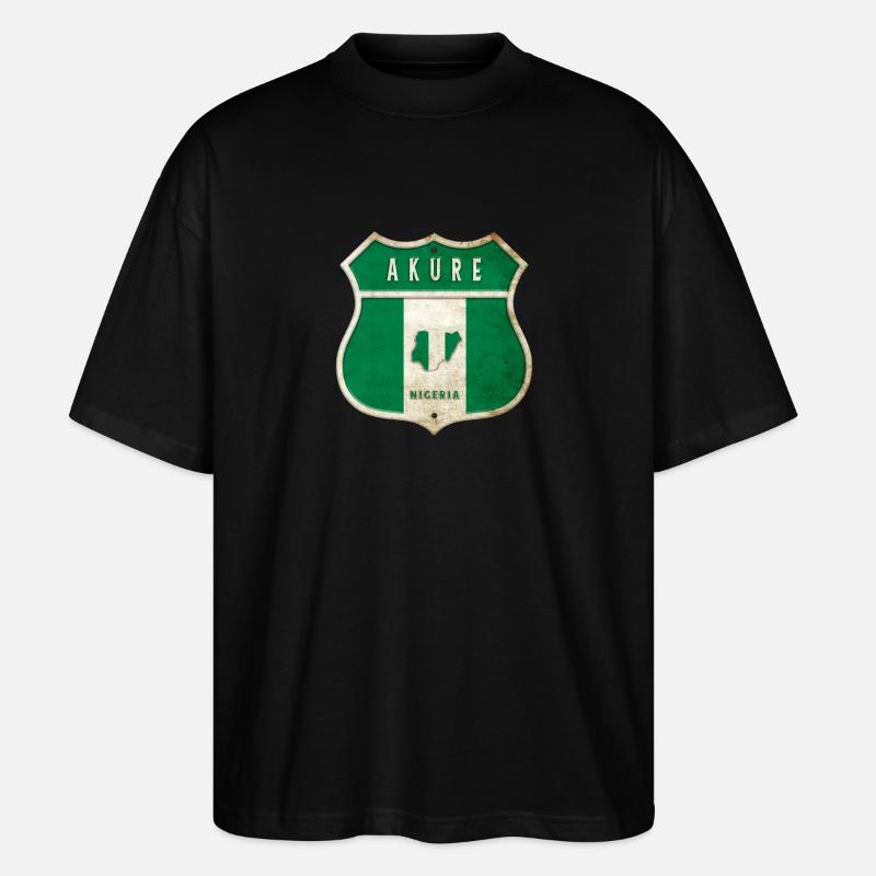 Design du drapeau d'Akure Nigeria - T-shirt bio Blaster 2.0 coupe oversize Stanley/Stella Unisexe - noir