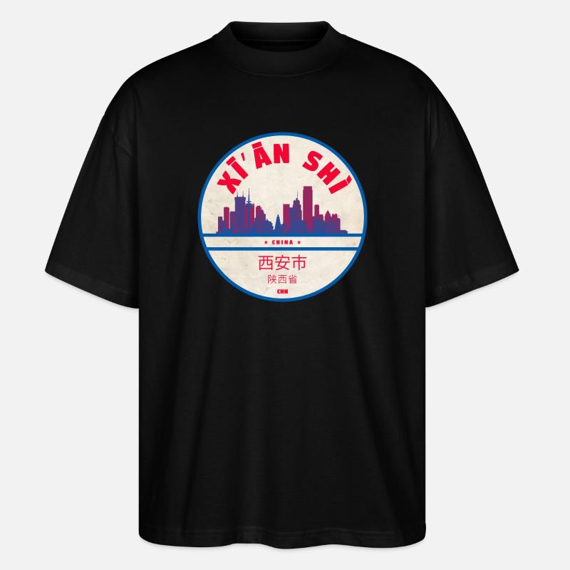 Xi’an Skyline Abzeichen - Stanley/Stella Oversized Unisex Bio T-Shirt Blaster 2.0 - Schwarz