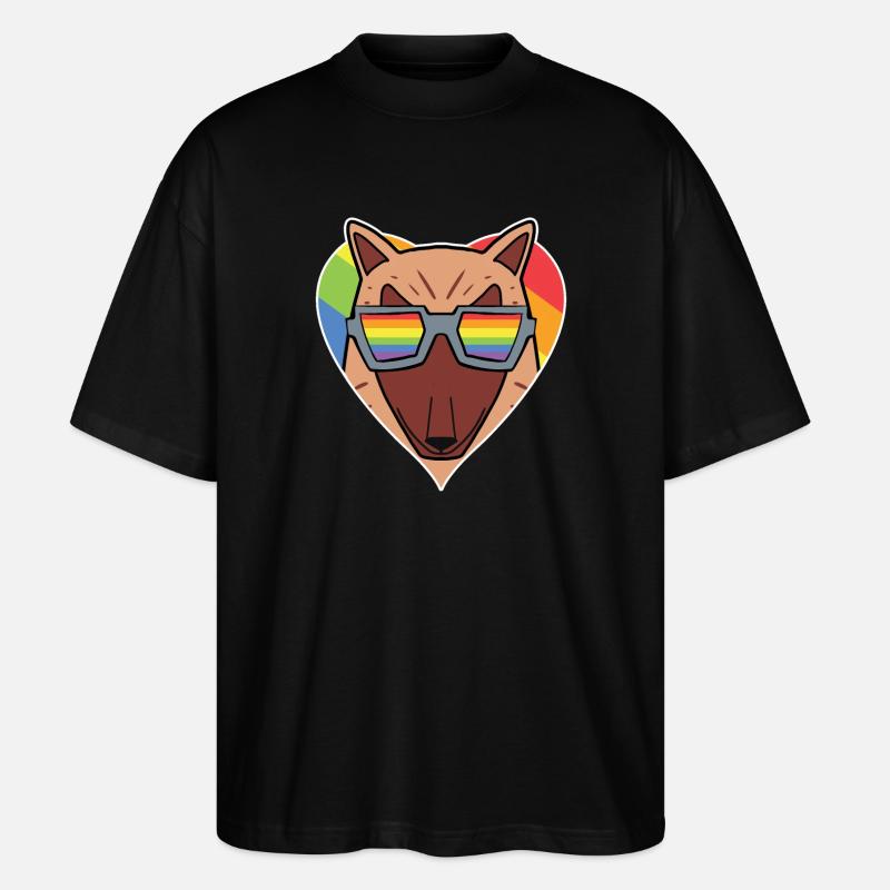 Rainbow - dog with glasses - Stanley/Stella Oversized Unisex Organic T-shirt Blaster 2.0 - black