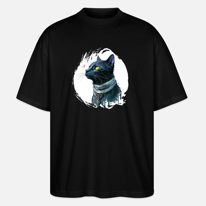 Chat noir avec éclaboussure - T-shirt bio Blaster 2.0 coupe oversize Stanley/Stella Unisexe - noir