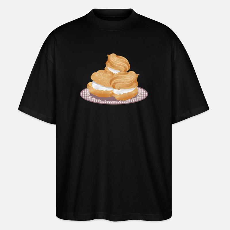 Illustration von drei gefüllten Windbeutel - Stanley/Stella Oversized Unisex Bio T-Shirt Blaster 2.0 - Schwarz