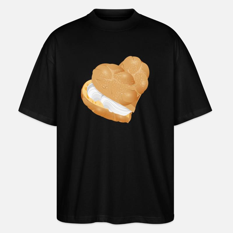 Mit Sahne gefülltes Windbeutel Herz - Stanley/Stella Oversized Unisex Bio T-Shirt Blaster 2.0 - Schwarz