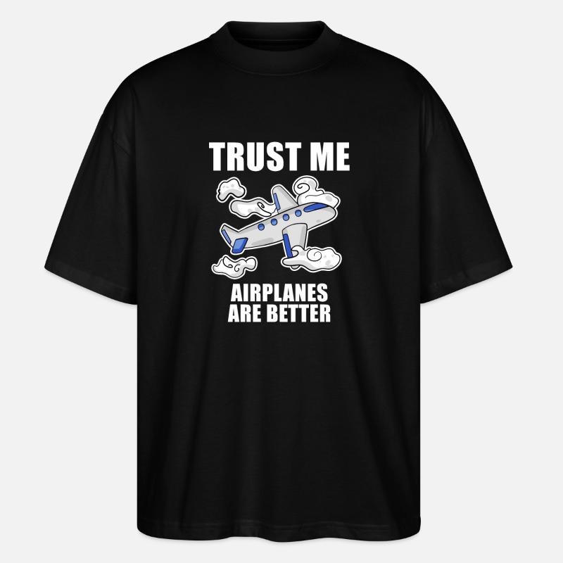 Airplanes Airplane Pilot Gift - Stanley/Stella Oversized Unisex Organic T-shirt Blaster 2.0 - black