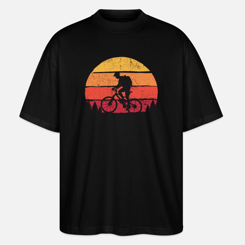 Zwillingsradfahrer Sonnenuntergangs-Silhouette - Stanley/Stella Oversized Unisex Bio T-Shirt Blaster 2.0 - Schwarz