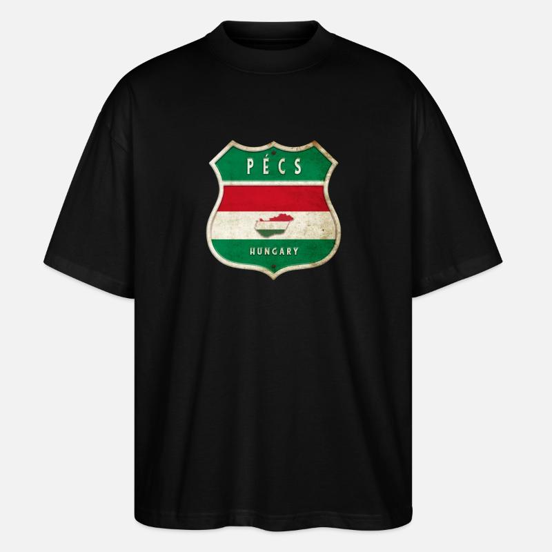 Pécs Ungarn Wappen Flaggen Design - Stanley/Stella Oversized Unisex Bio T-Shirt Blaster 2.0 - Schwarz